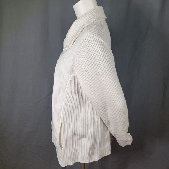 Croft & Barrow Ivory Quilted Full Zipper Front Sweater Jacket - Picture 2 of 10